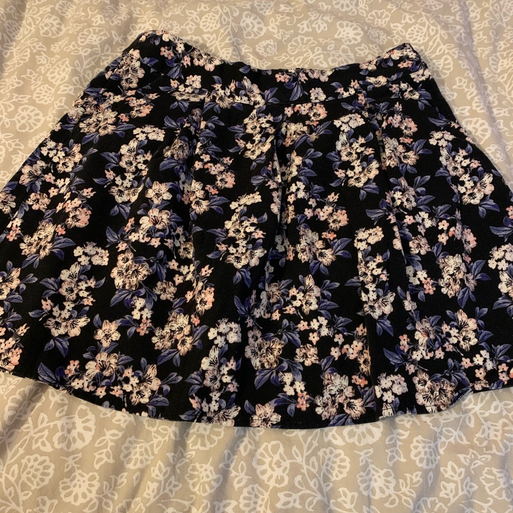 Floral Black Skirt